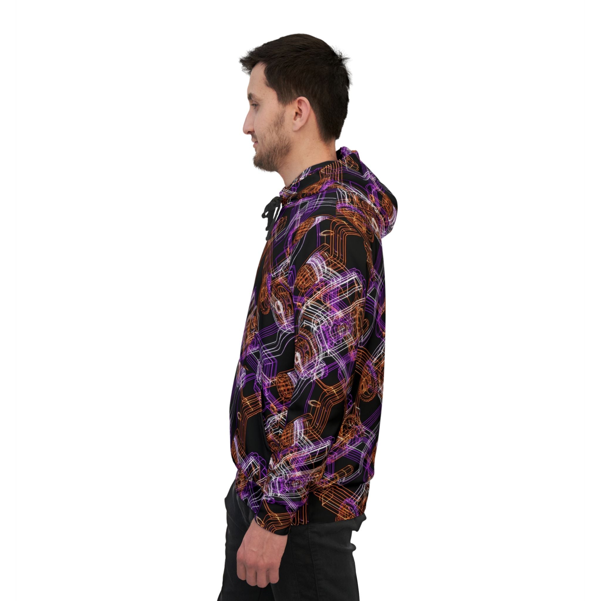 Geometric Neon Gear Athletic Hoodie — All-Over Print