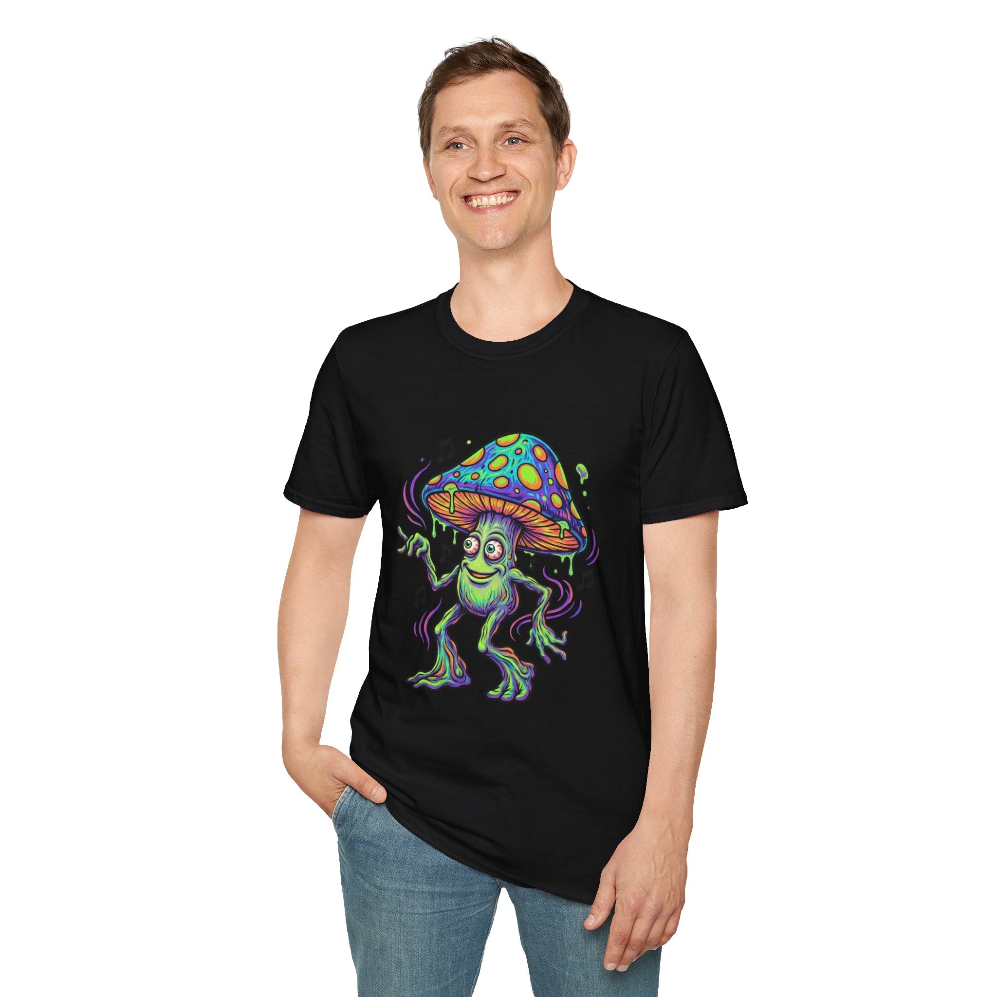 Psychedelic Mushroom Monster T-Shirt — Neon Trippy Fungi Graphic Tee