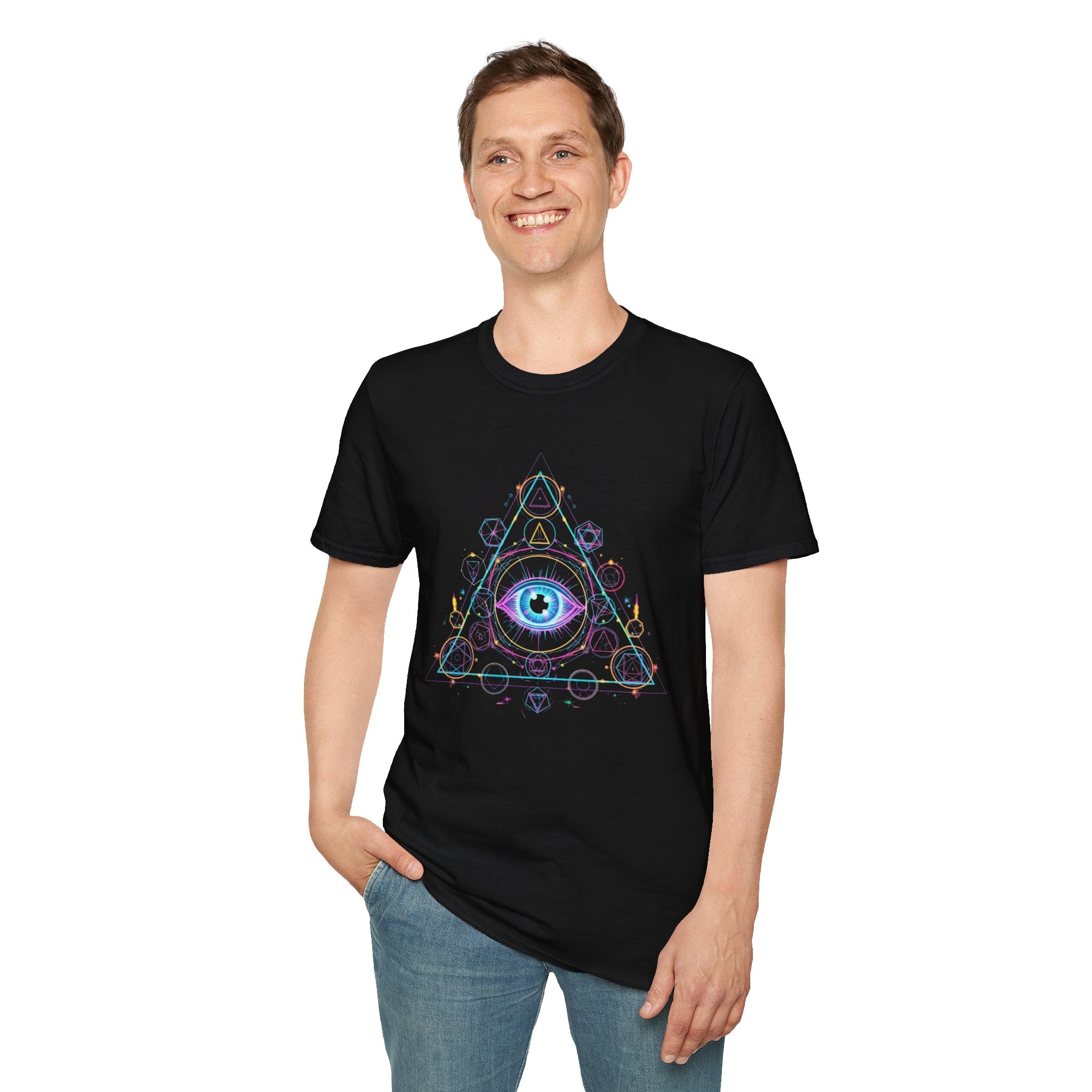 Mystical Eye Graphic T-Shirt | Unisex Softstyle Tee, Boho Shirt, Festival Wear, Spiritual Gift, Casual Style