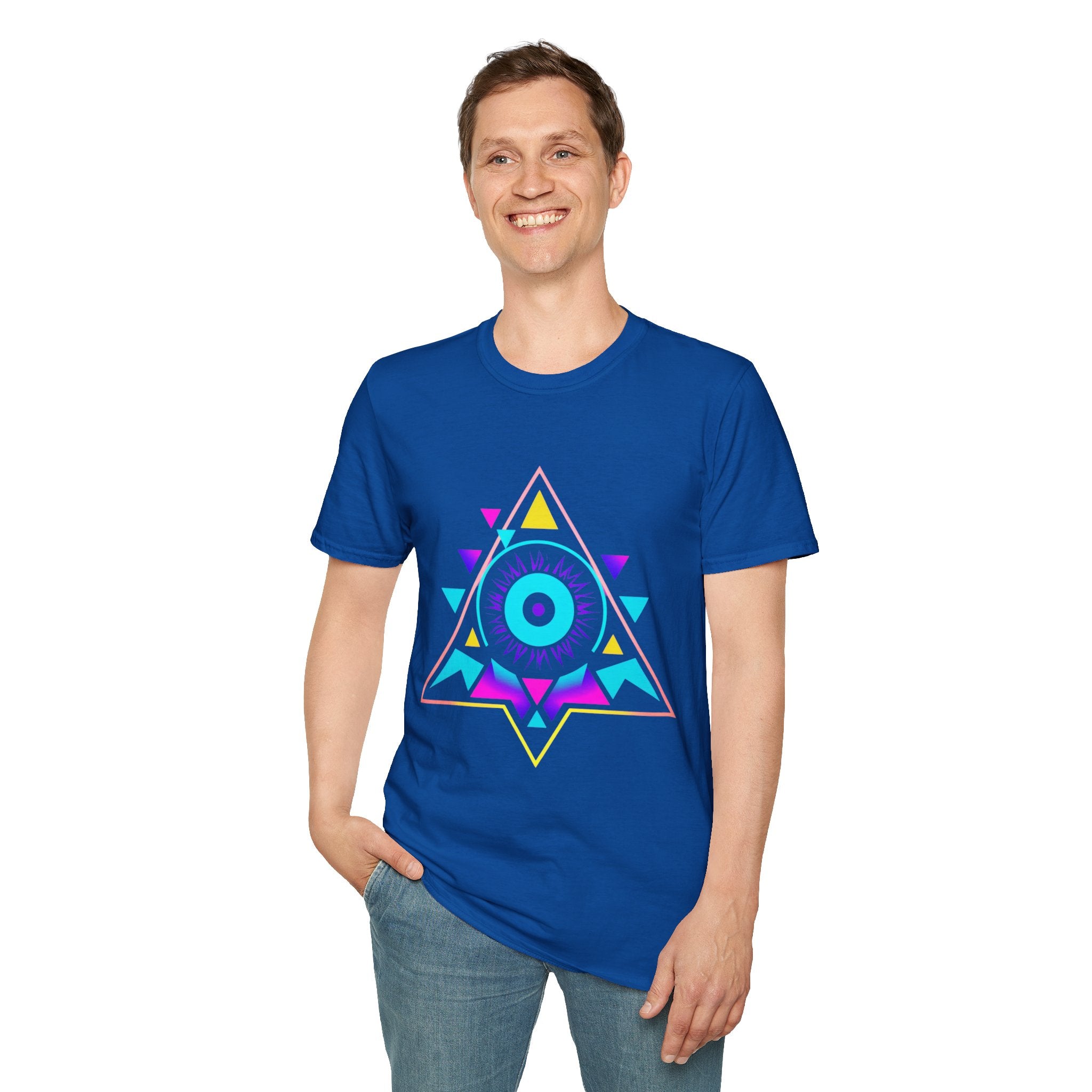 Vibrant Eye Graphic Unisex Softstyle T-Shirt, Bohemian Shirt, Festival Wear, Gift for Him/Her, Aesthetic Tee