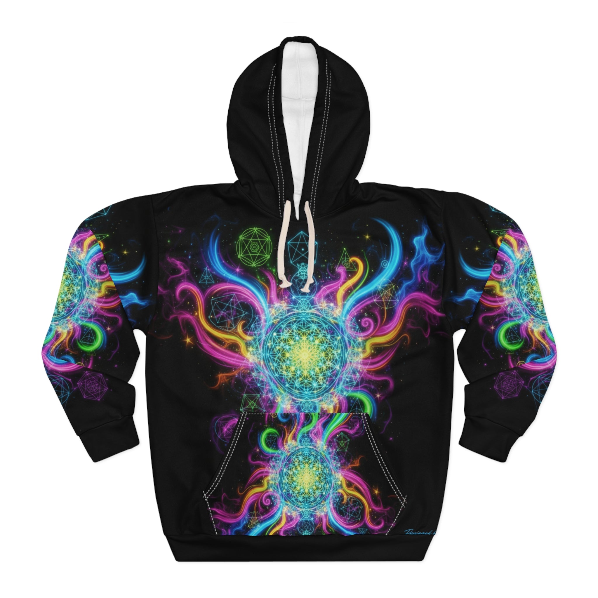 Colorful Cosmic Energy Hoodie, Unisex Pullover, Galaxy Print Sweatshirt, Festival Outfit, Psychedelic Apparel, Gift for Astronomers