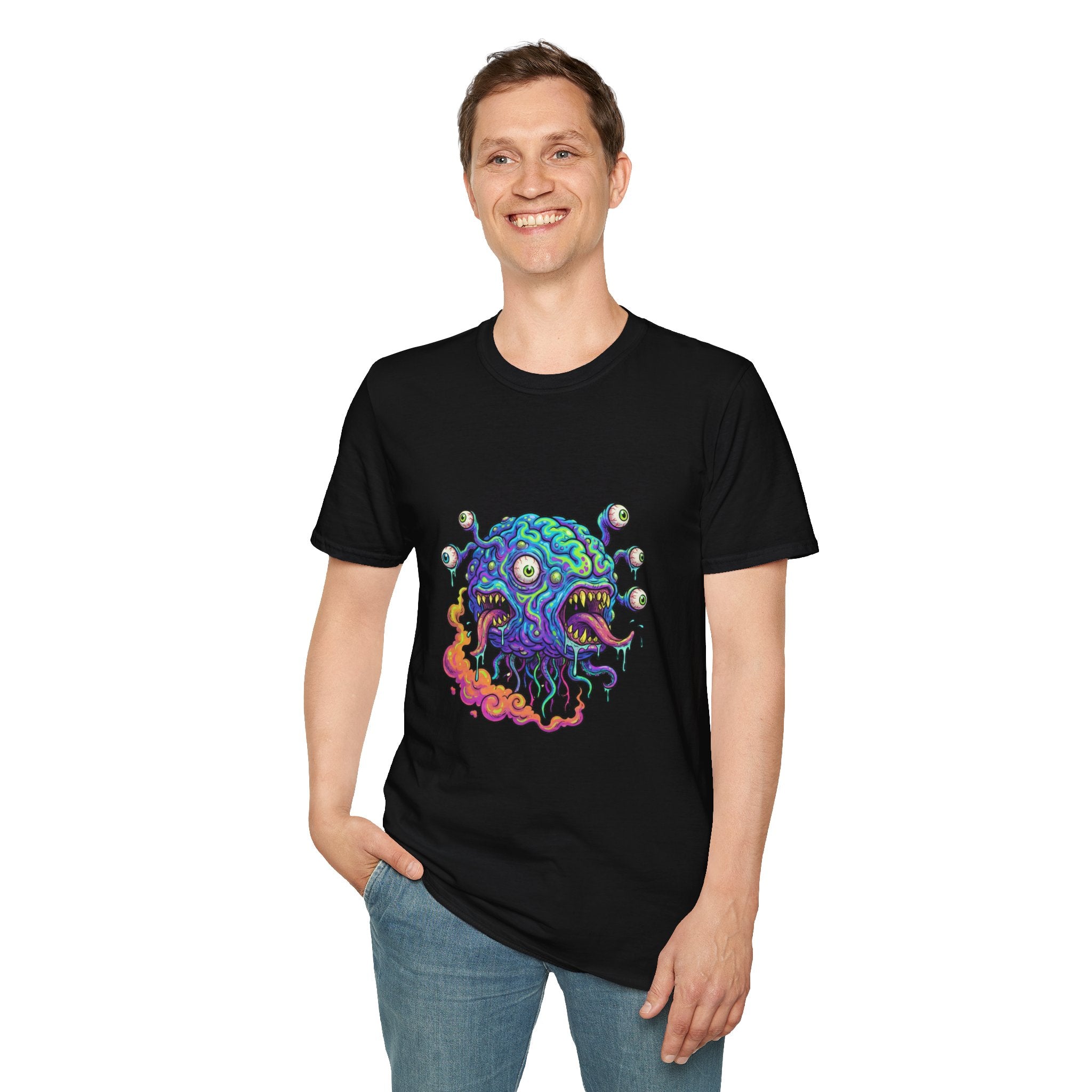 Psychedelic Monster T-Shirt — Colorful Eyeball Brain Graphic Tee