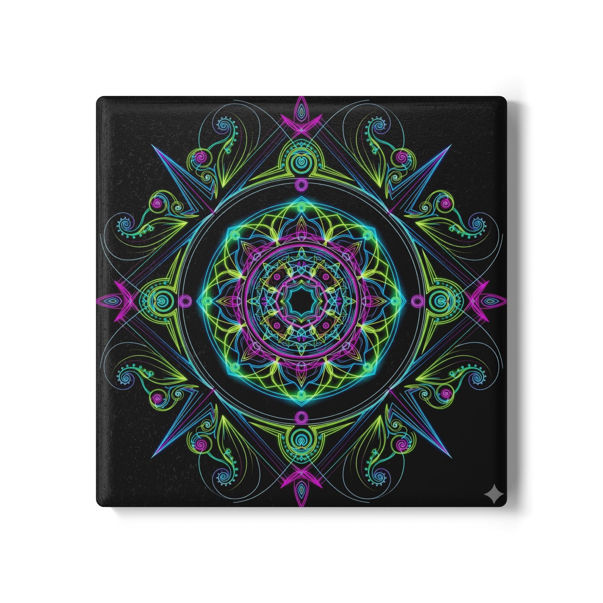 Vibrant Mandala Ceramic Coaster Set | Colorful Home Decor, Drinkware Mat, Unique Gift for Friends, Meditation Vibe, Party Accent