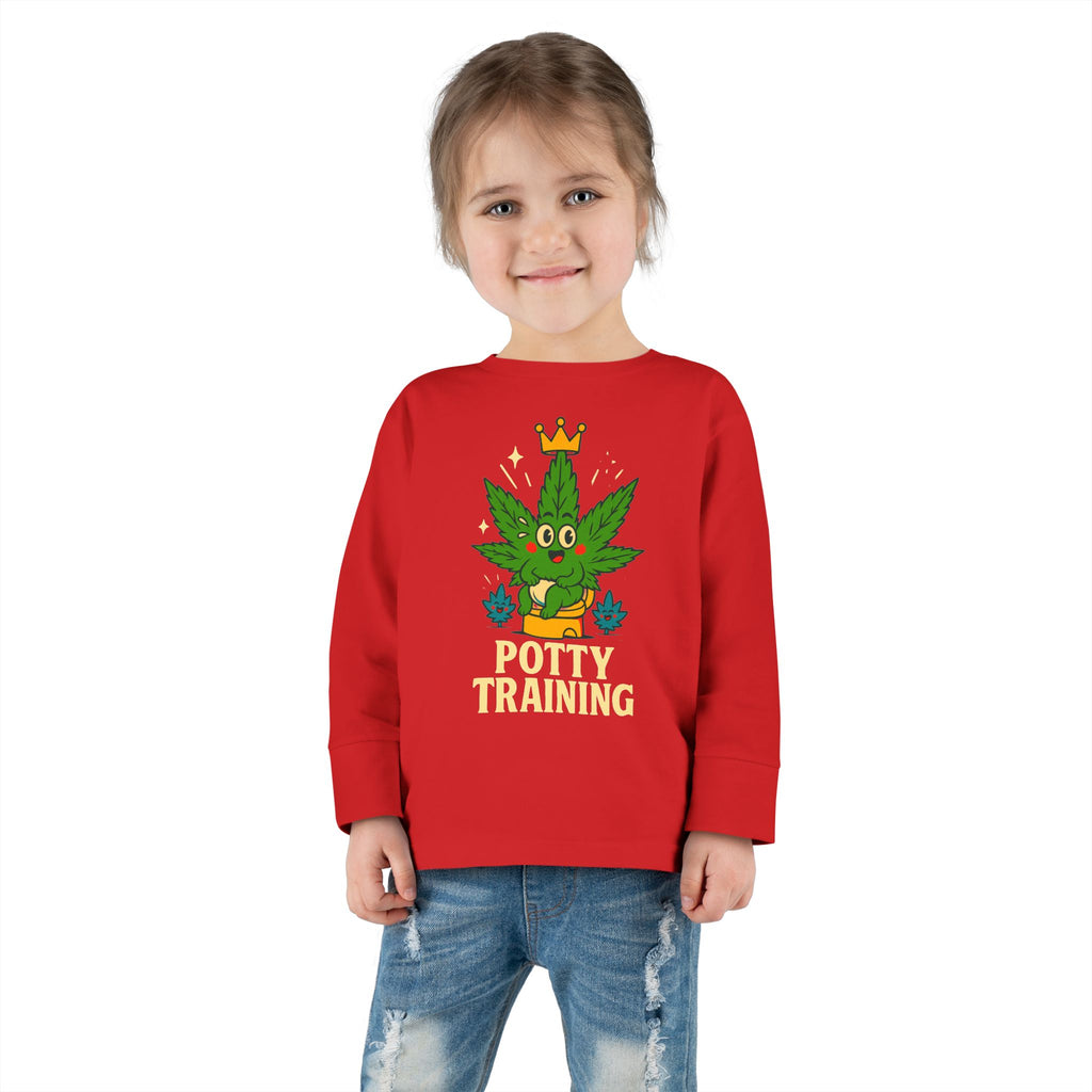 Potty Training Toddler Long Sleeve Tee, Cute Kids Shirt