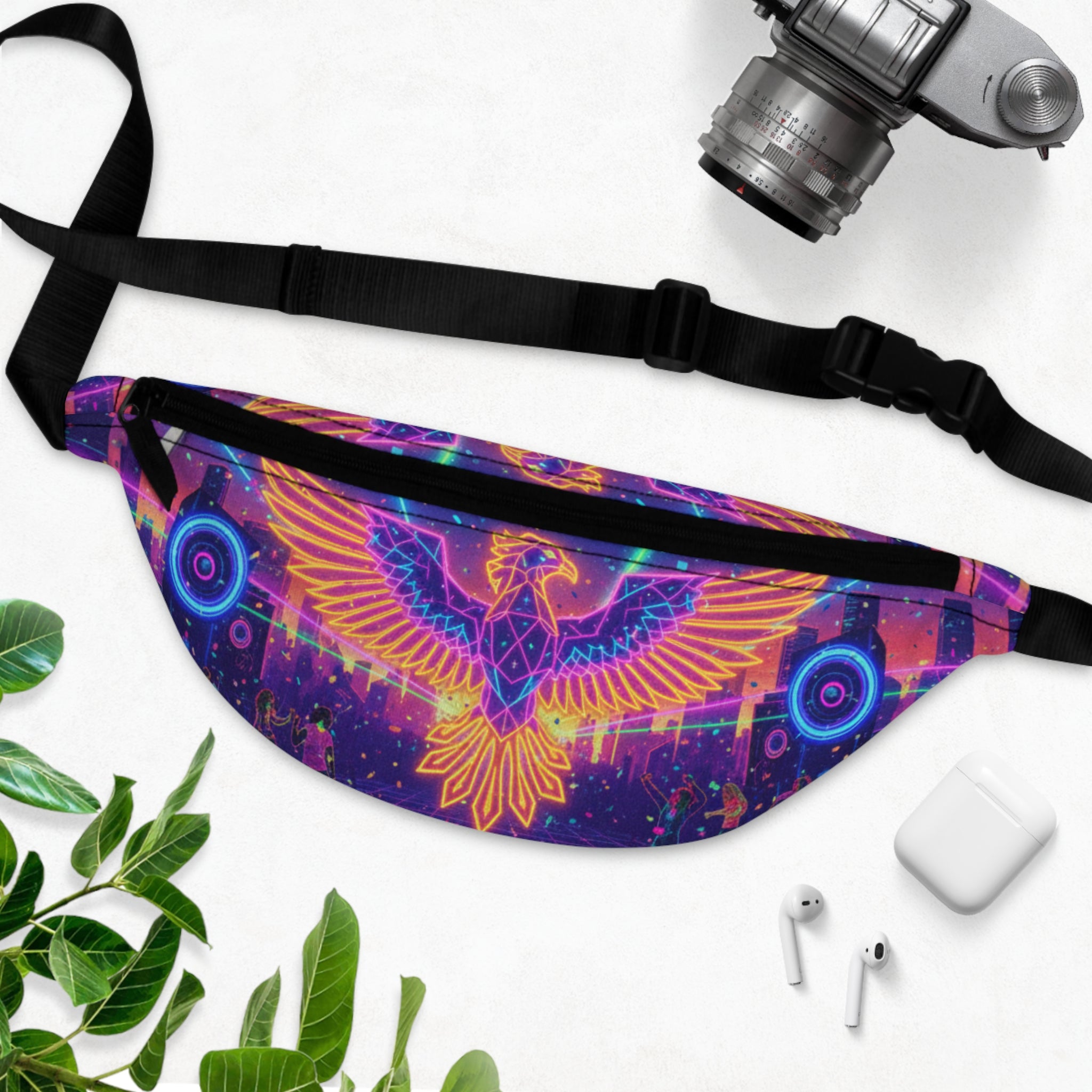 Vibrant Neon Eagle Fanny Pack - Perfect for Festivals