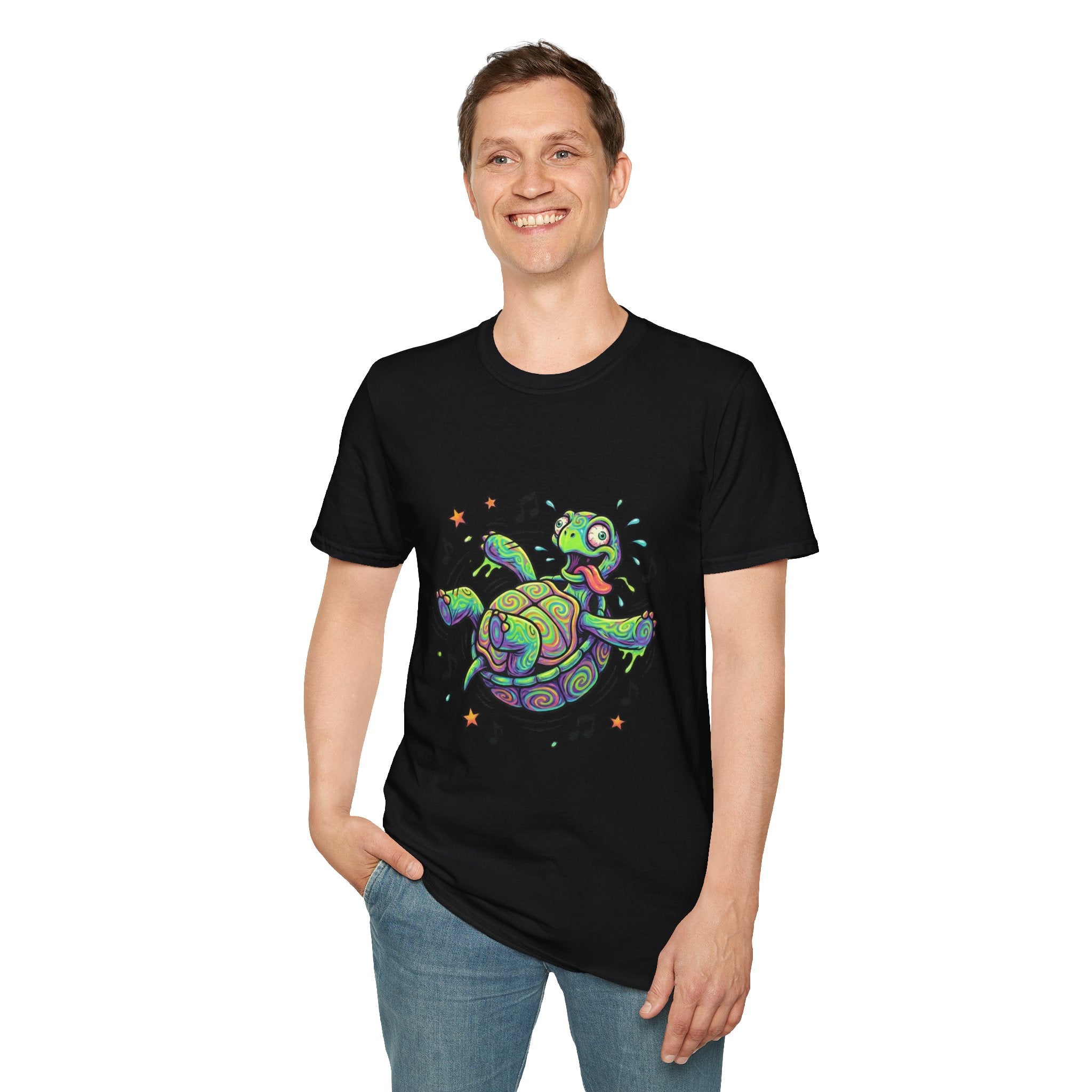Cosmic Neon Turtle T-Shirt — Cute Glowing Space Turtle Graphic Tee