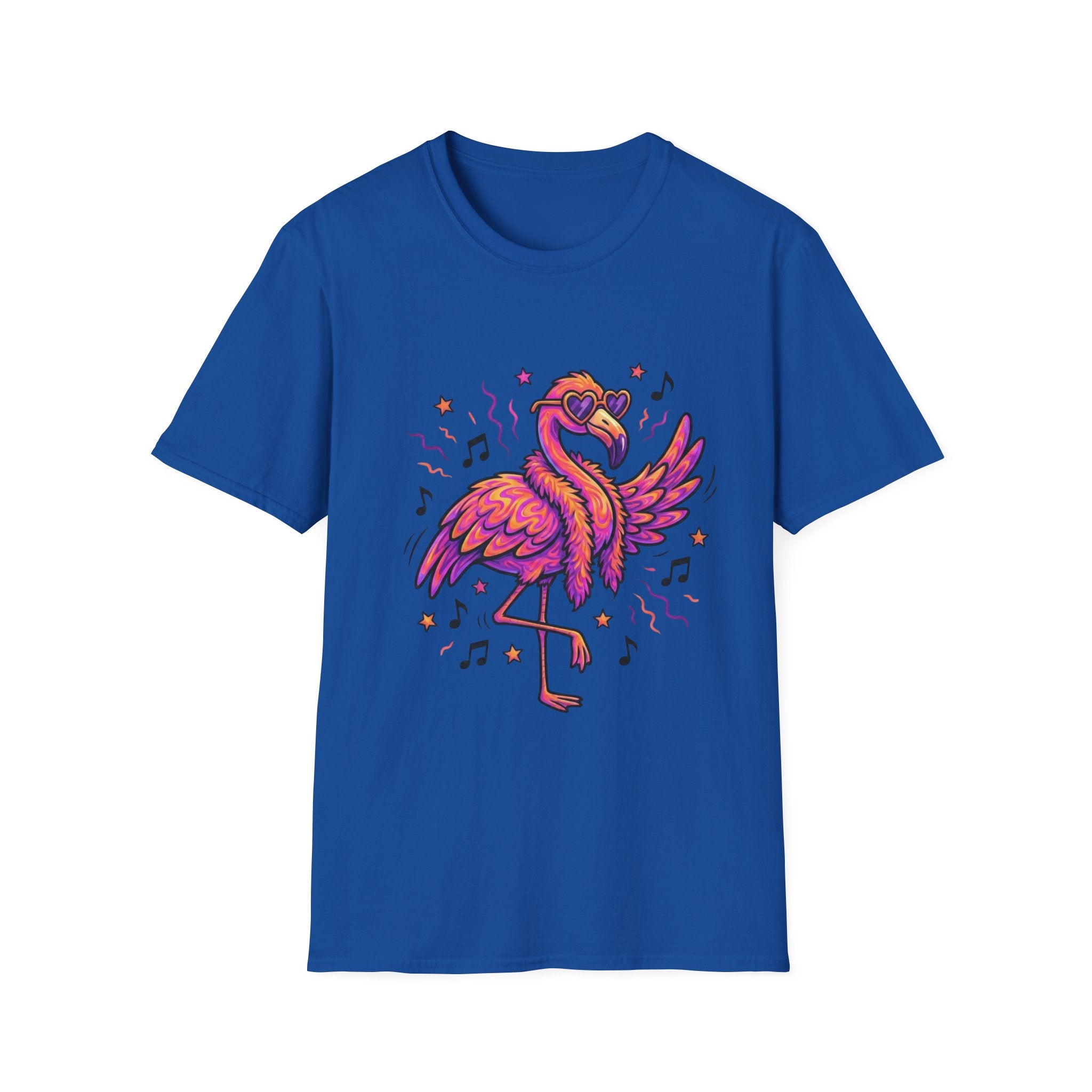 Neon Pink Flamingo Graphic T-Shirt — Retro 80s Vibe Casual Tee
