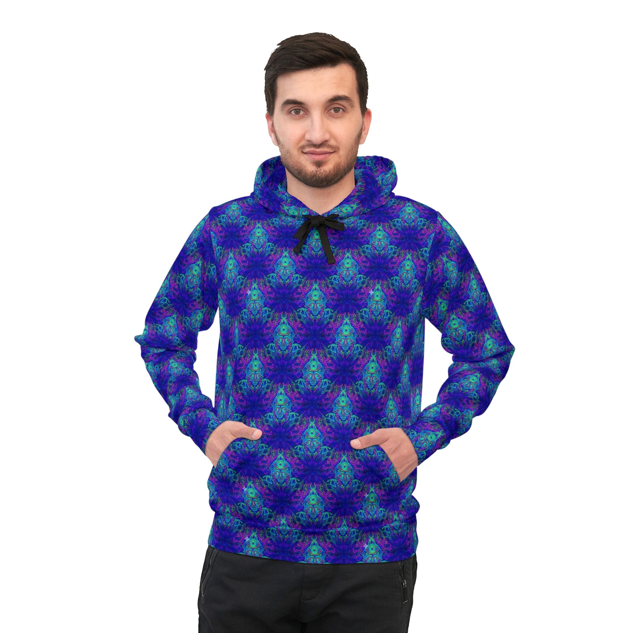 Blue Checkerboard Athletic Hoodie – All-Over Print Sports Hoodie