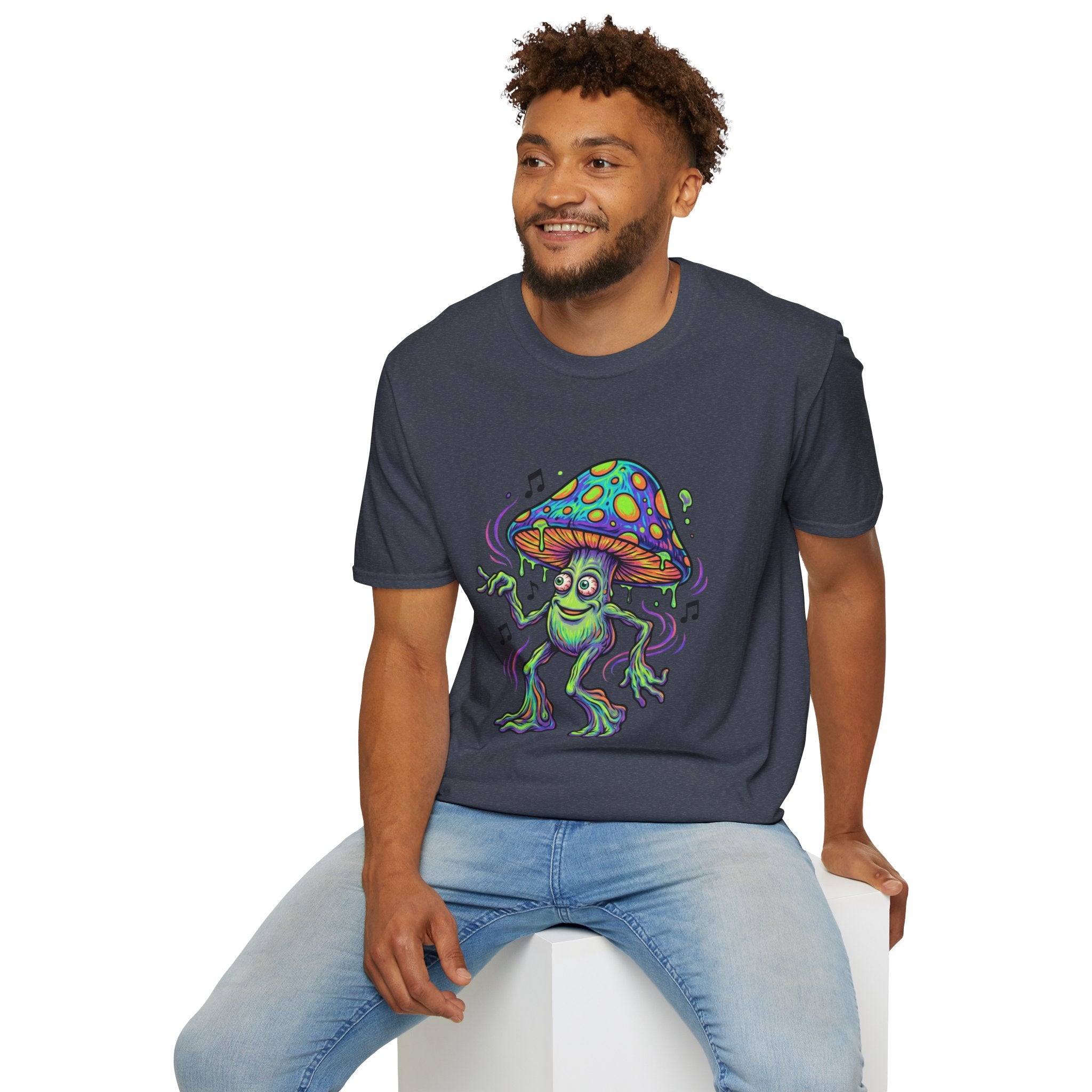 Psychedelic Mushroom Monster T-Shirt — Neon Trippy Fungi Graphic Tee