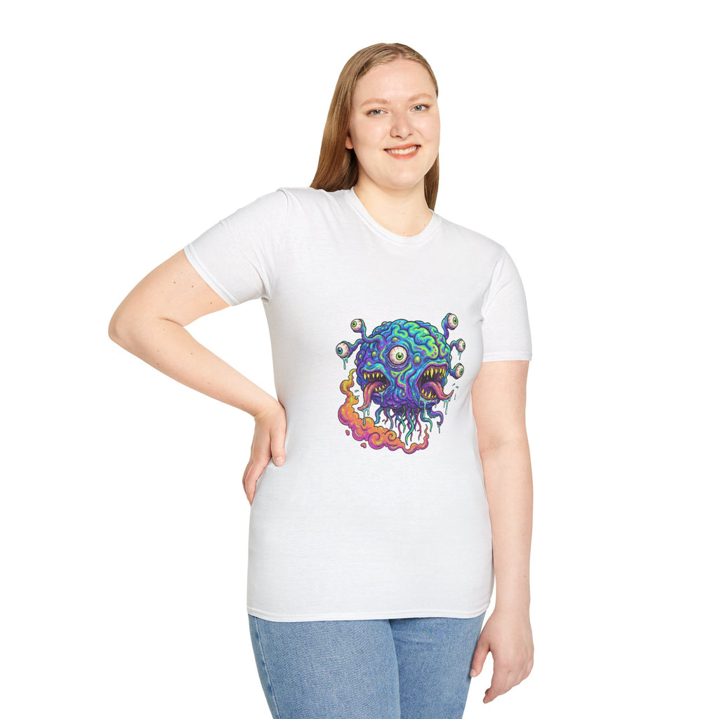 Psychedelic Monster T-Shirt — Colorful Eyeball Brain Graphic Tee
