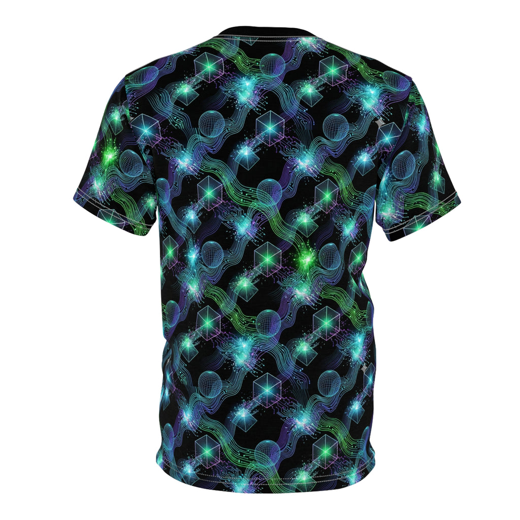 Galaxy Chain Pattern Tee — Neon Space All-Over Print T-Shirt