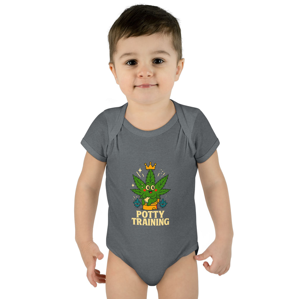 Potty Training Baby Bodysuit - Cute Cannabis Theme for New Parents