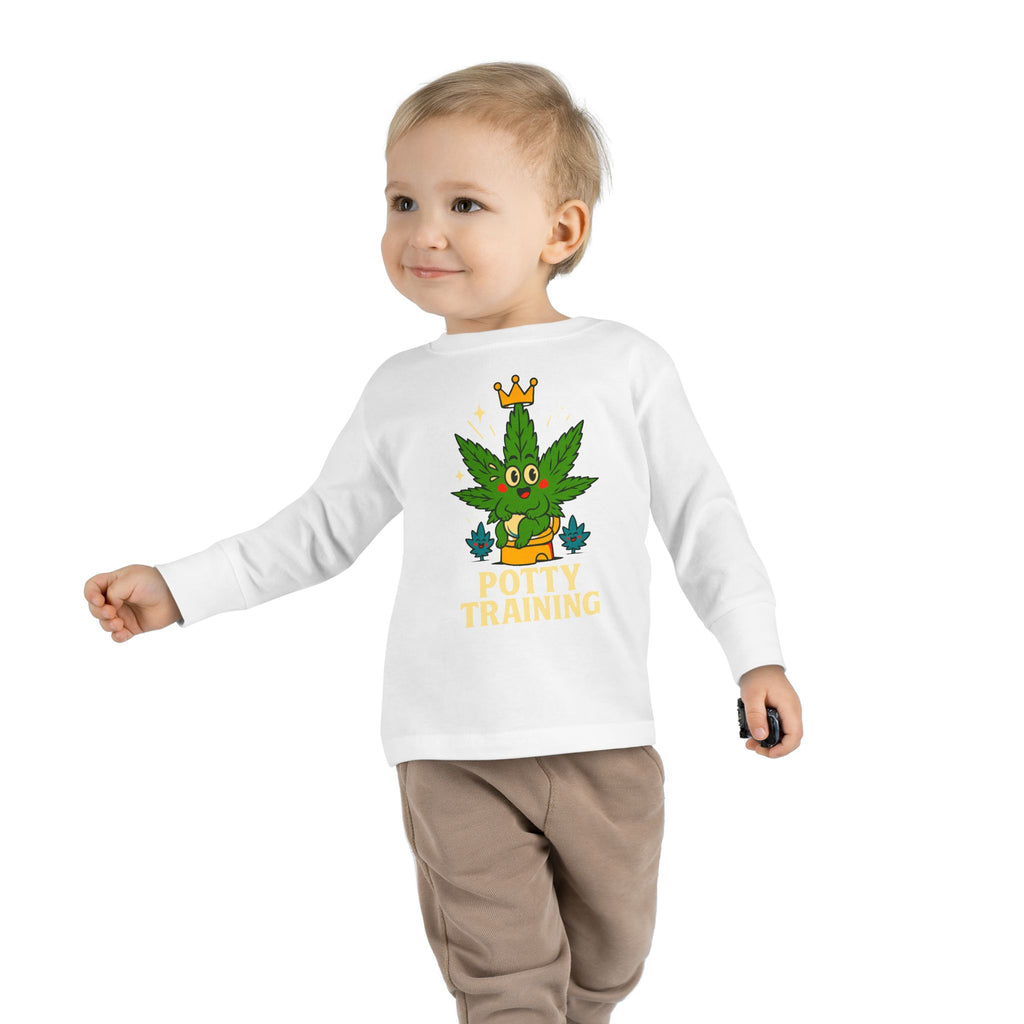 Potty Training Toddler Long Sleeve Tee, Cute Kids Shirt