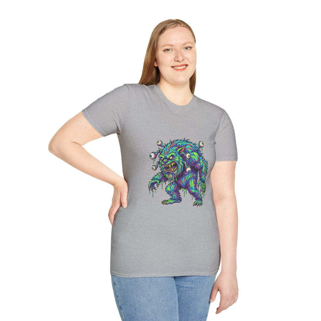 Monster Graphic T-Shirt — Neon Cyclops Beast Horror Tee