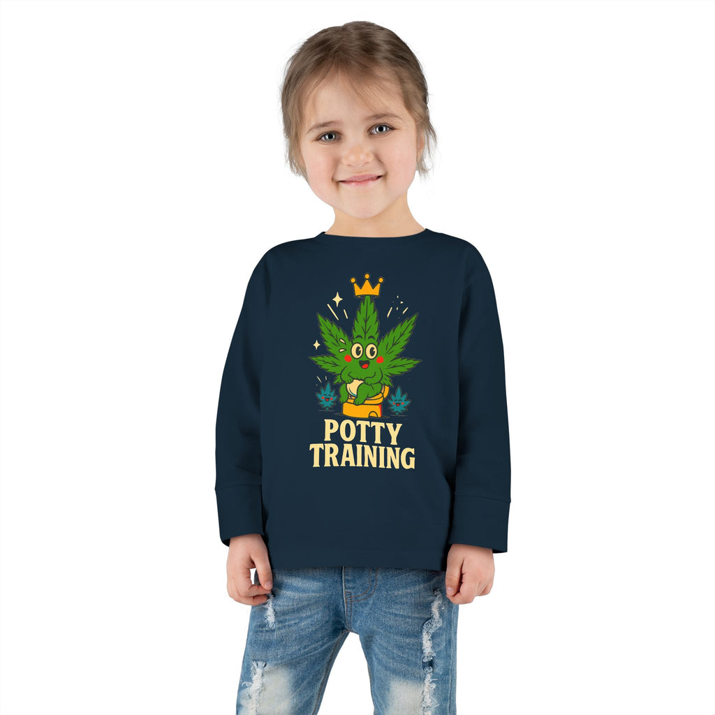 Potty Training Toddler Long Sleeve Tee, Cute Kids Shirt