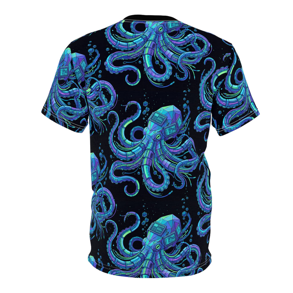 Blue Geometric Octopus All-Over Print Tee