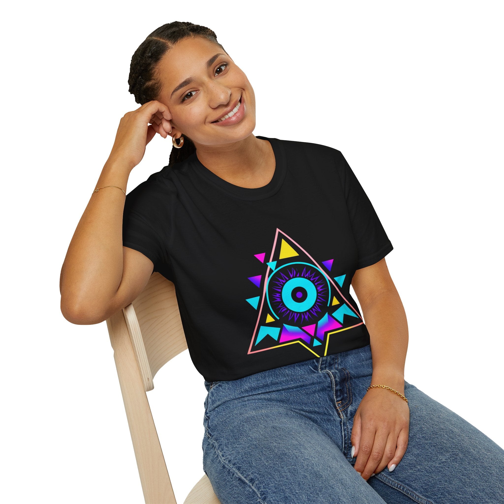 Vibrant Eye Graphic Unisex Softstyle T-Shirt, Bohemian Shirt, Festival Wear, Gift for Him/Her, Aesthetic Tee