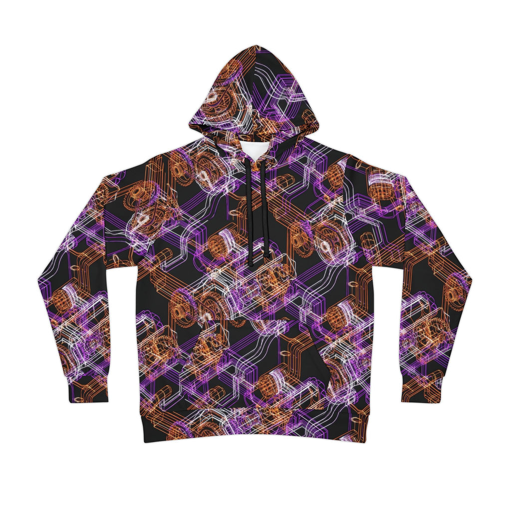 Geometric Neon Gear Athletic Hoodie — All-Over Print