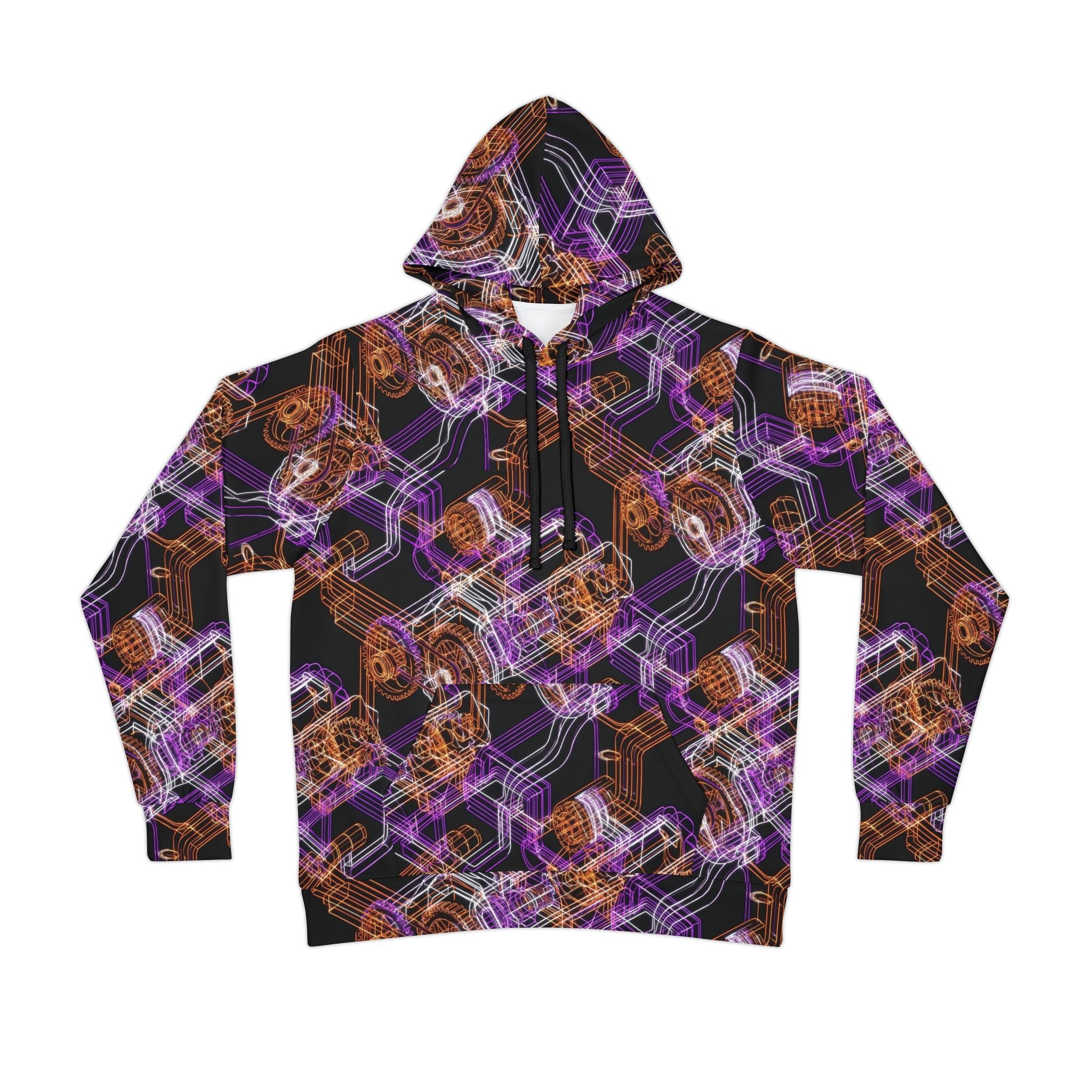Geometric Neon Gear Athletic Hoodie — All-Over Print