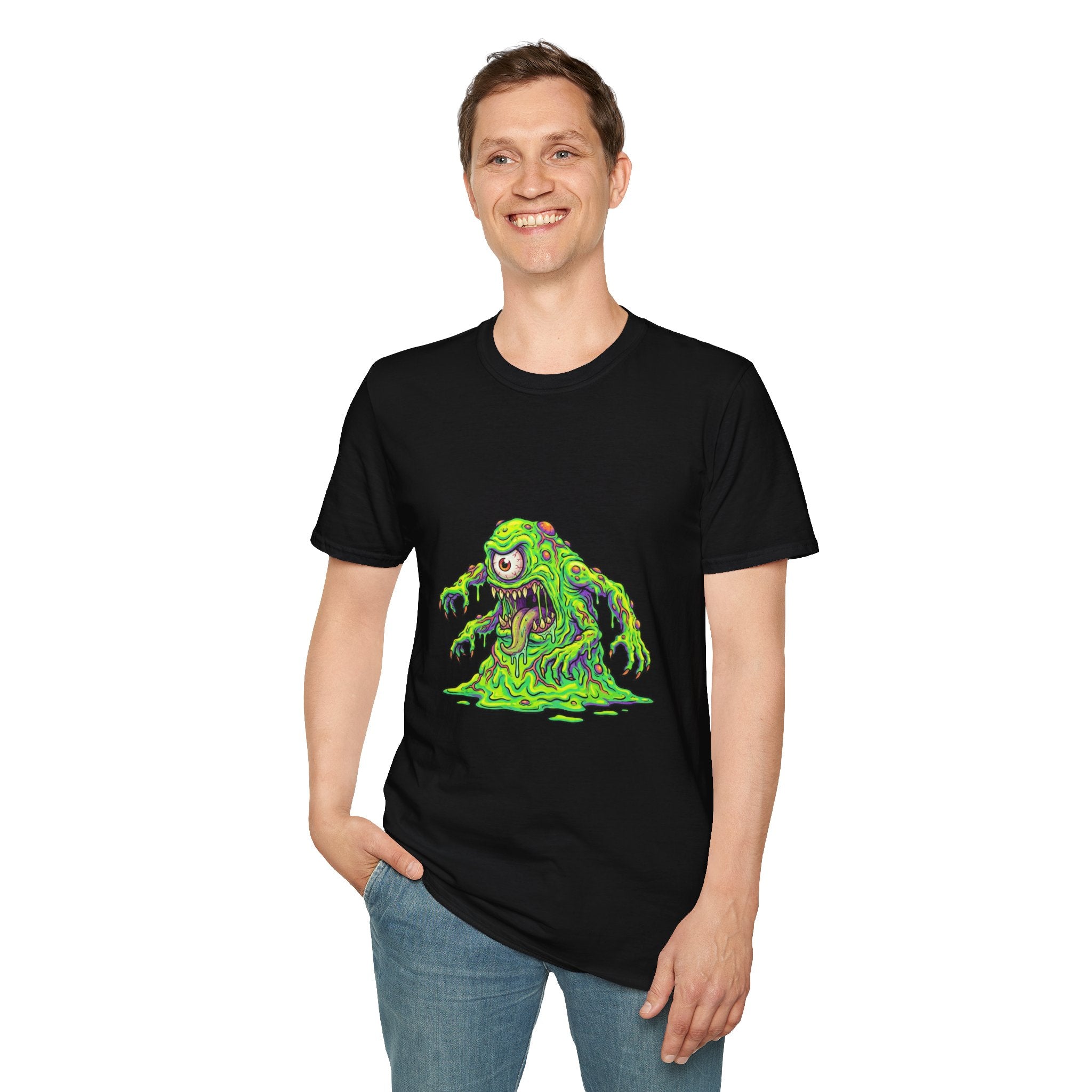 Monster Slime T-Shirt — Neon One-Eyed Ooze Graphic Tee