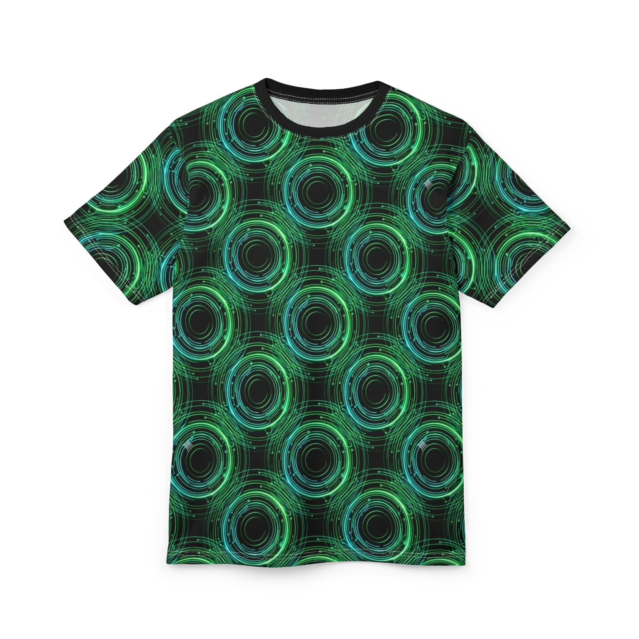 Green Techno Circle All-Over Print Tee
