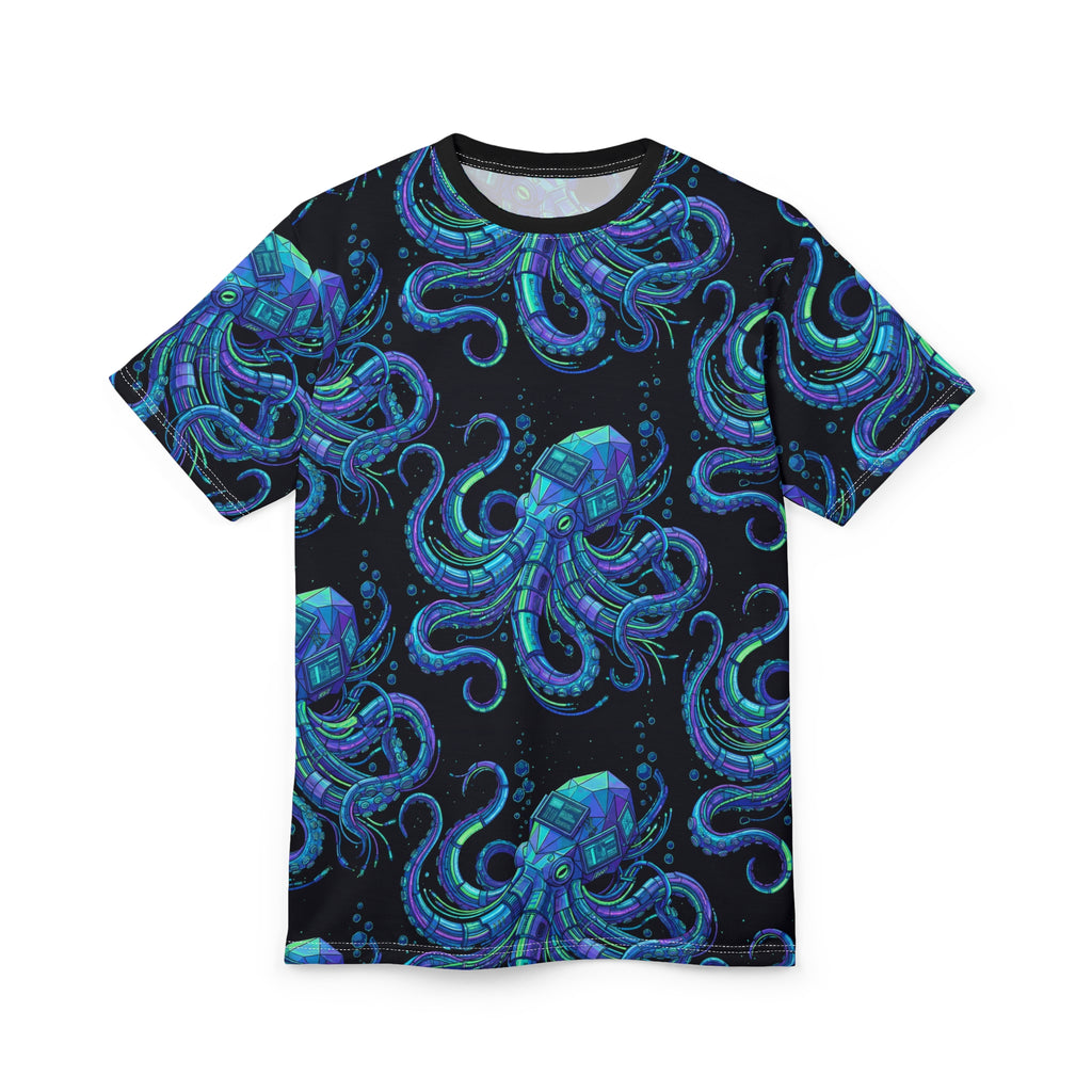 Blue Geometric Octopus All-Over Print Tee