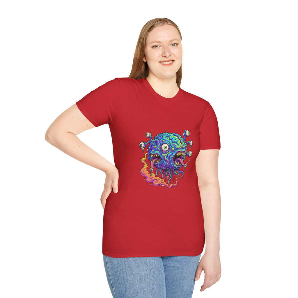 Psychedelic Monster T-Shirt — Colorful Eyeball Brain Graphic Tee