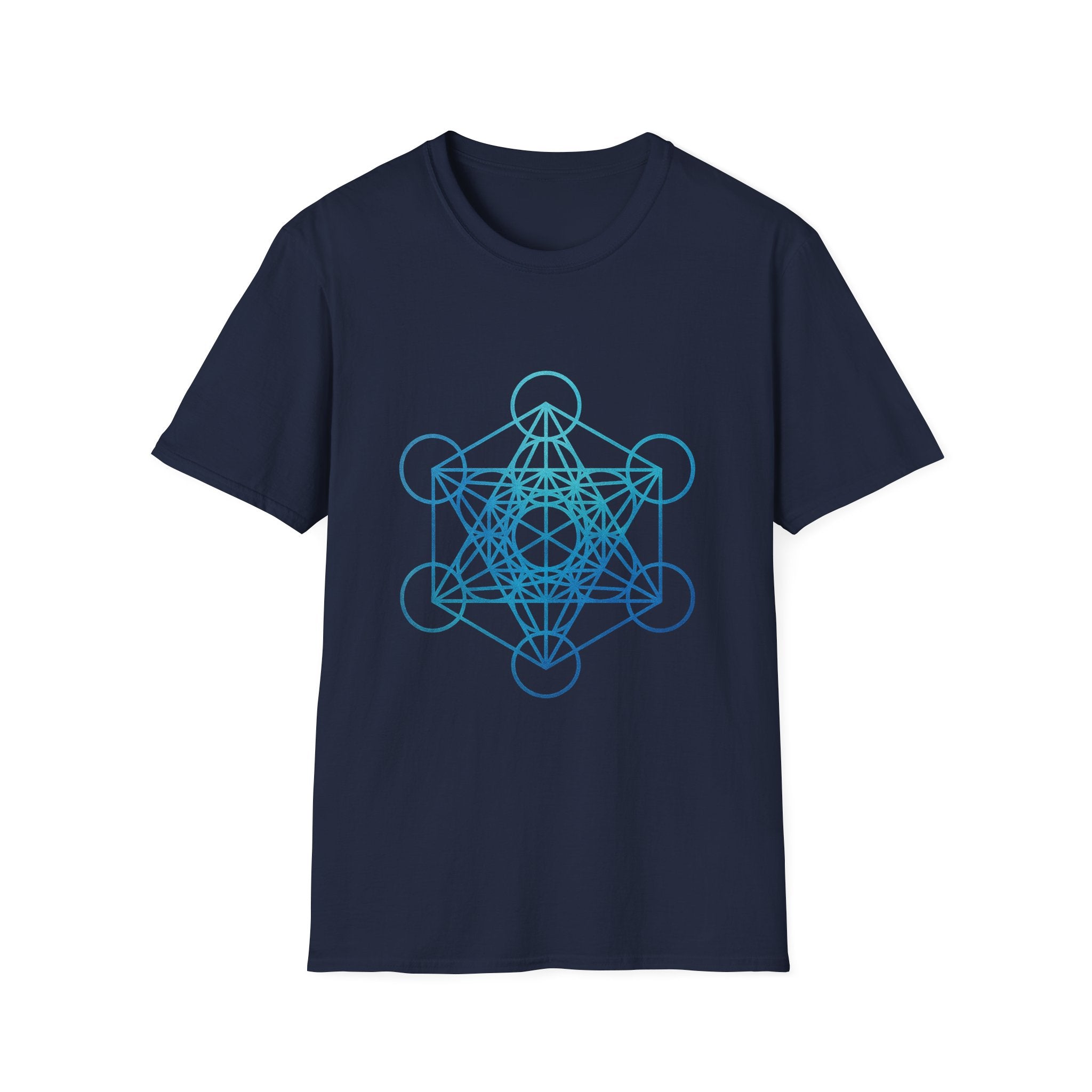 Geometric Spiritual T-Shirt, Metatron's Cube Design, Unisex Softstyle Tee, Gift for Yoga Lovers, Meditation Attire, Spiritual Shirt