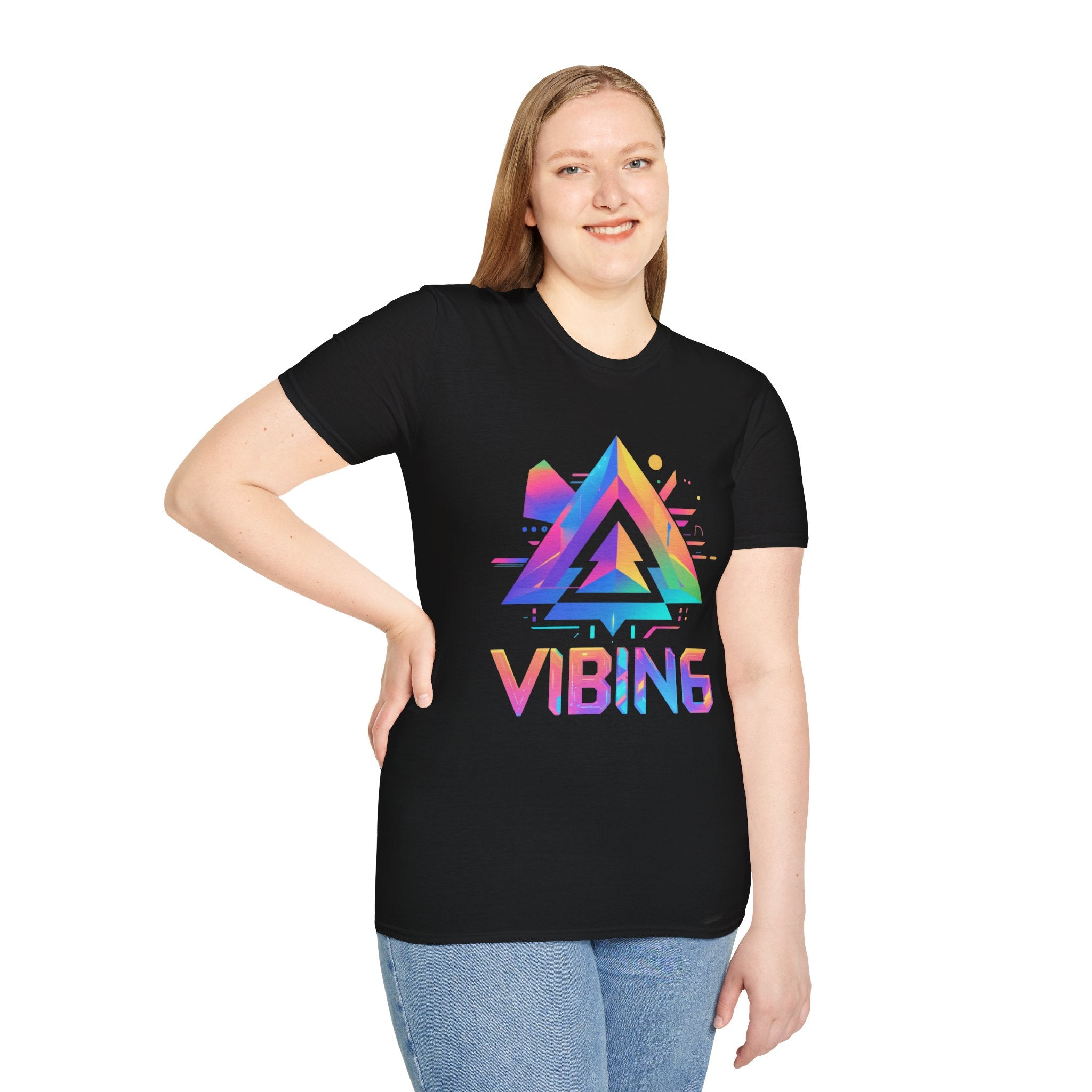 Colorful VIBING Unisex Softstyle T-Shirt, Trendy Graphic Tee, Casual Wear, Festival Fashion, Gift for Music Lovers, Weekend Vibes