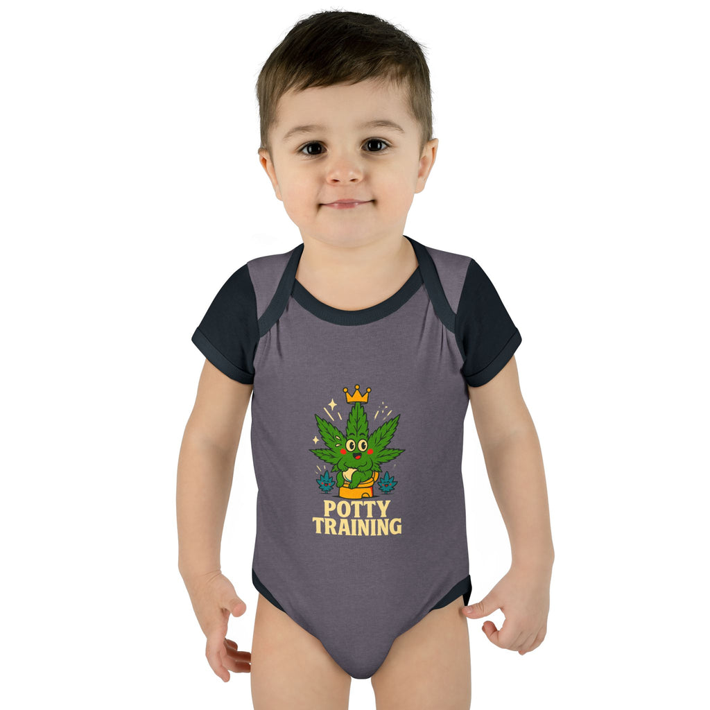 Potty Training Baby Bodysuit - Cute Cannabis Theme for New Parents