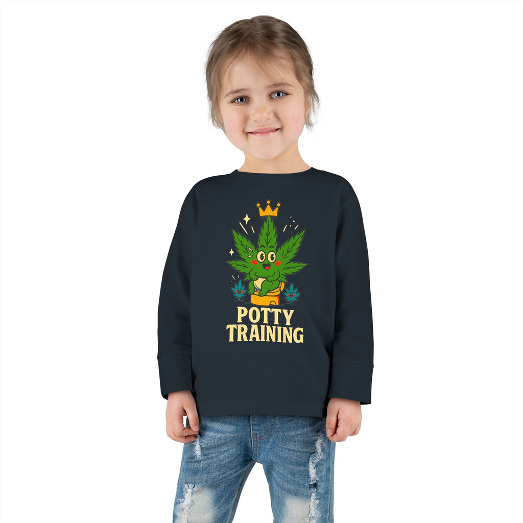Potty Training Toddler Long Sleeve Tee, Cute Kids Shirt