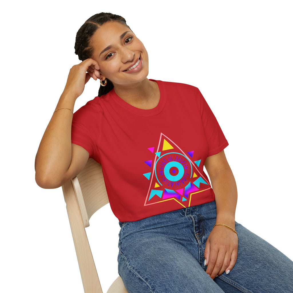 Vibrant Eye Graphic Unisex Softstyle T-Shirt, Bohemian Shirt, Festival Wear, Gift for Him/Her, Aesthetic Tee