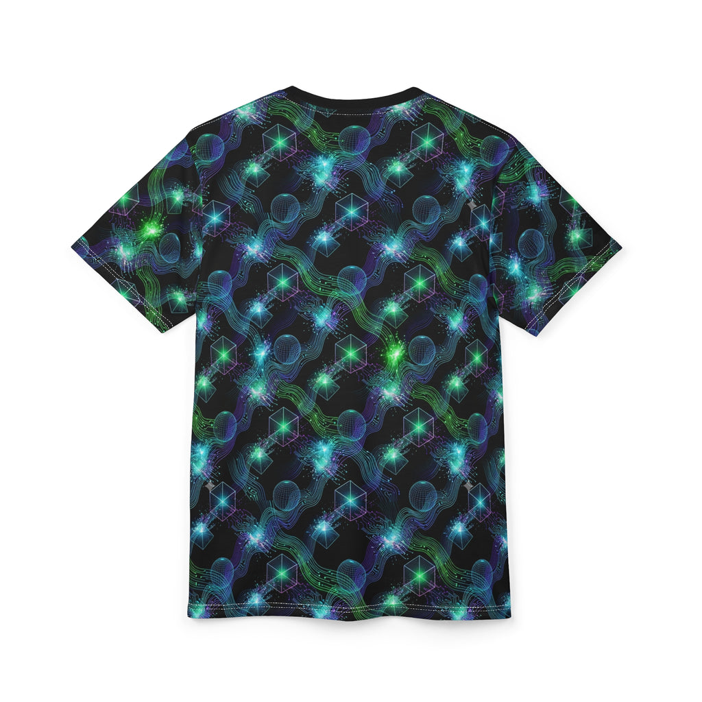 Galaxy Chain Pattern Tee — Neon Space All-Over Print T-Shirt