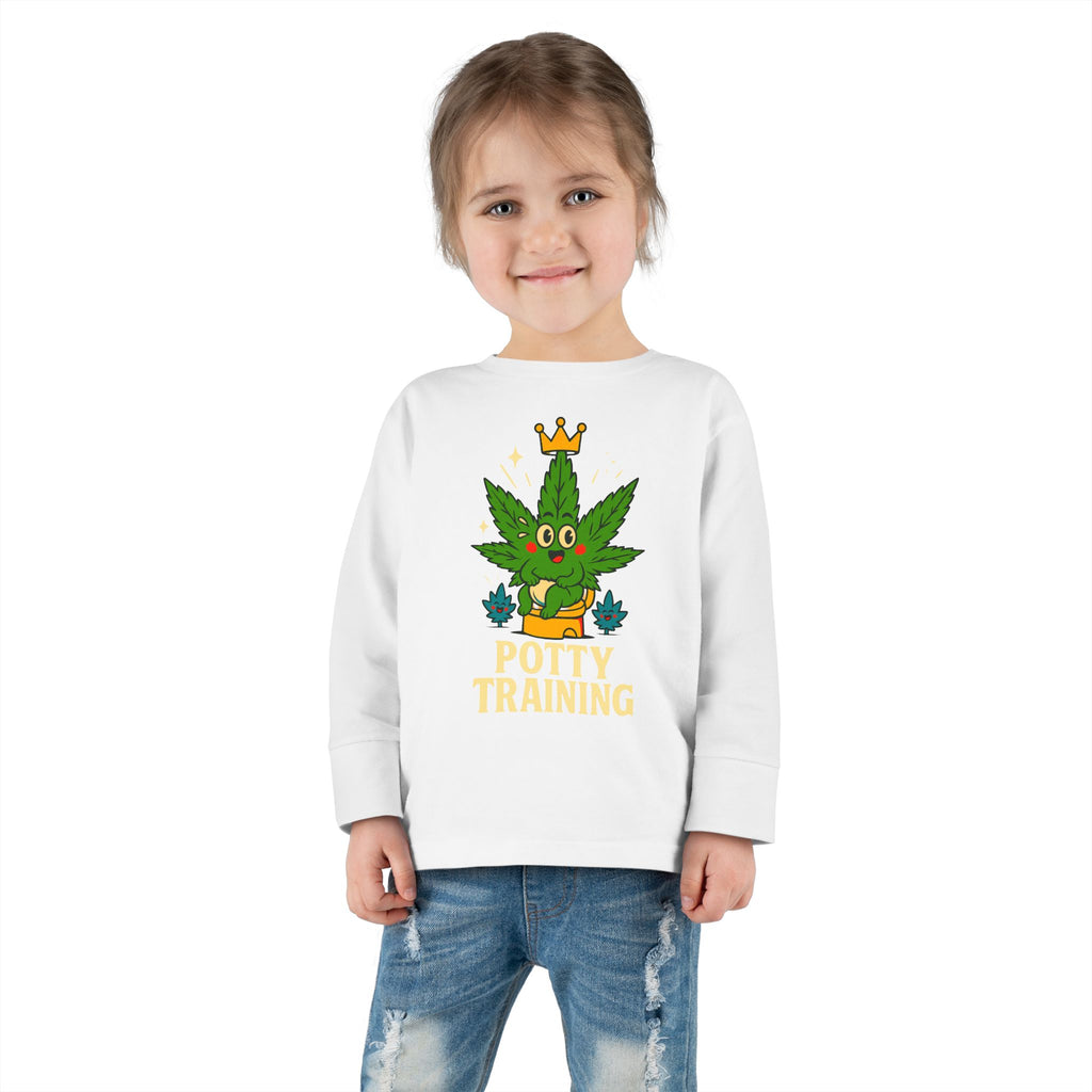 Potty Training Toddler Long Sleeve Tee, Cute Kids Shirt