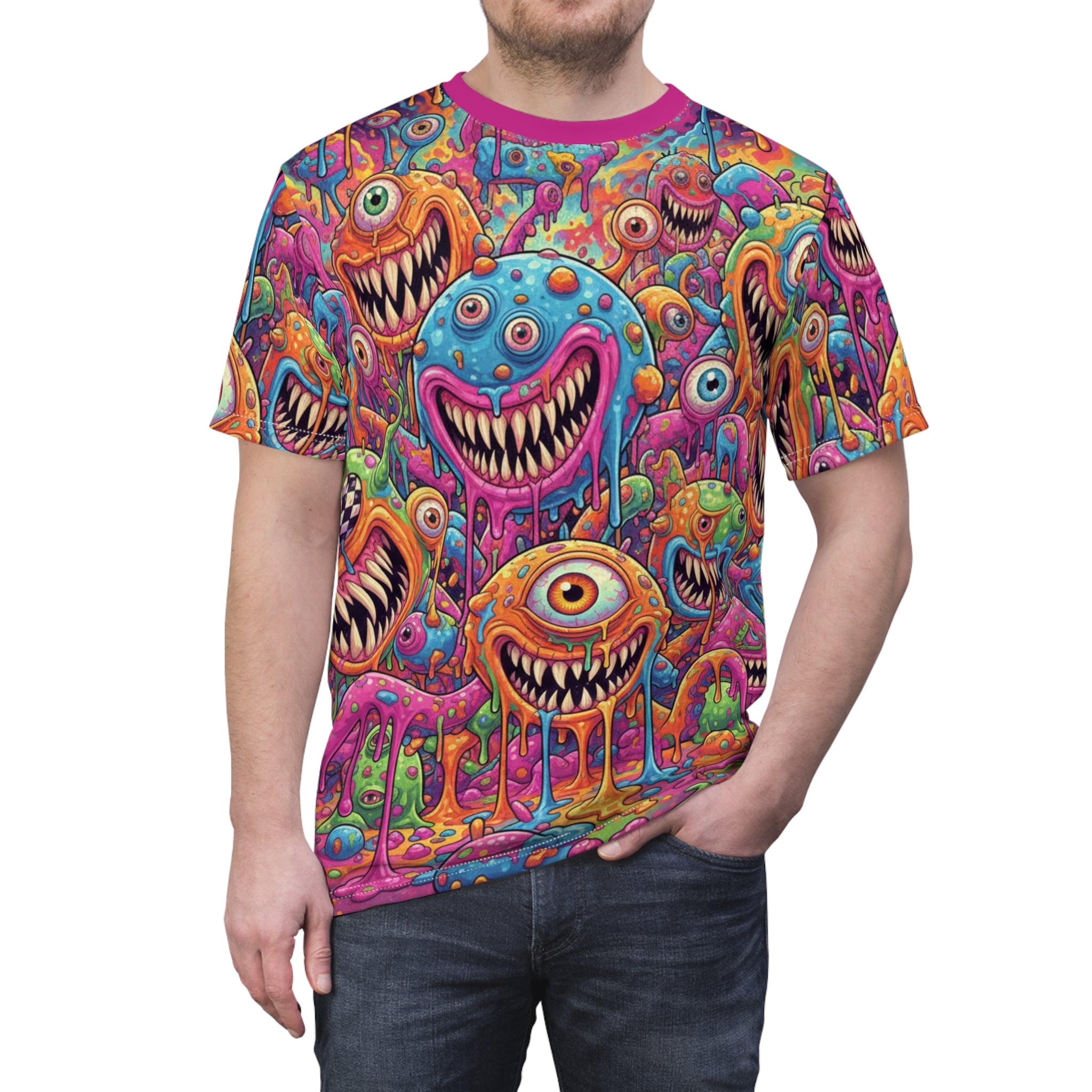 Psychedelic Drippy Monsters All-Over Print Tee