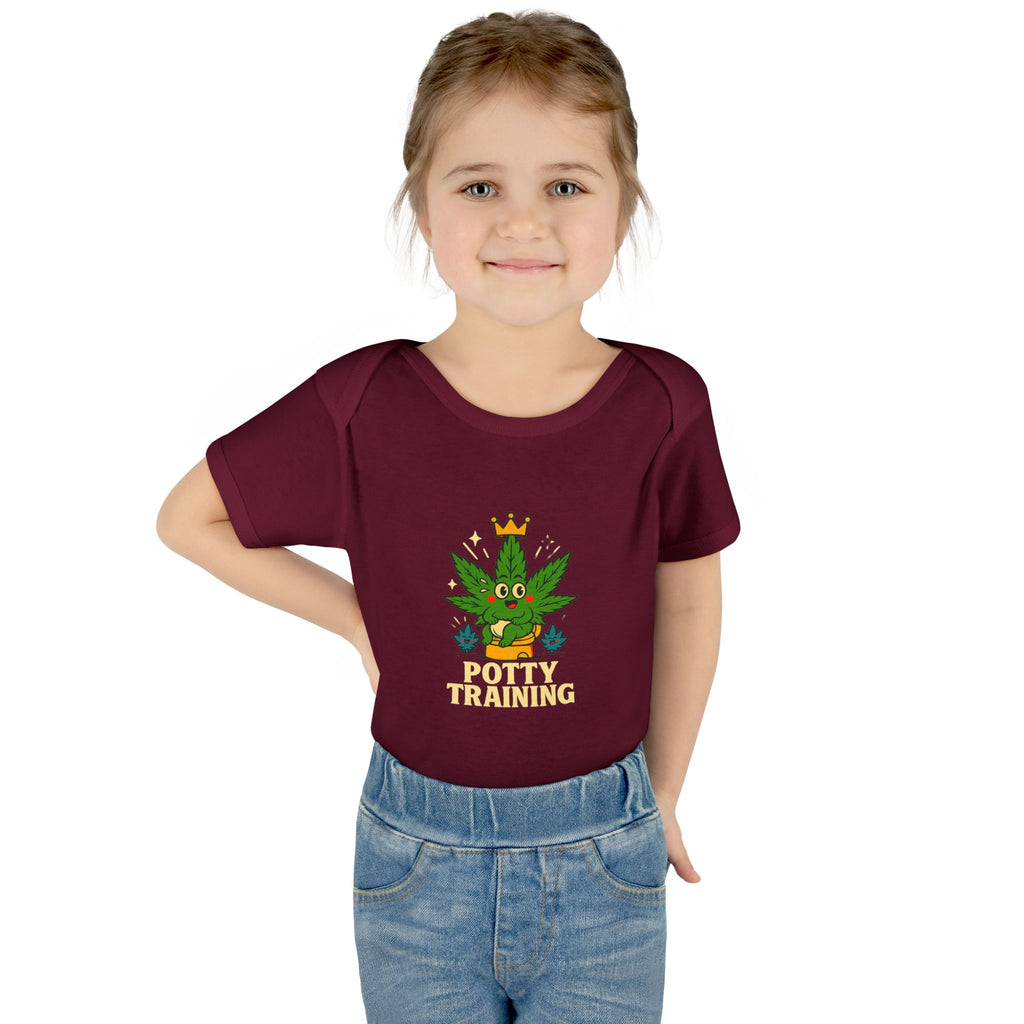 Potty Training Baby Bodysuit - Cute Cannabis Theme for New Parents