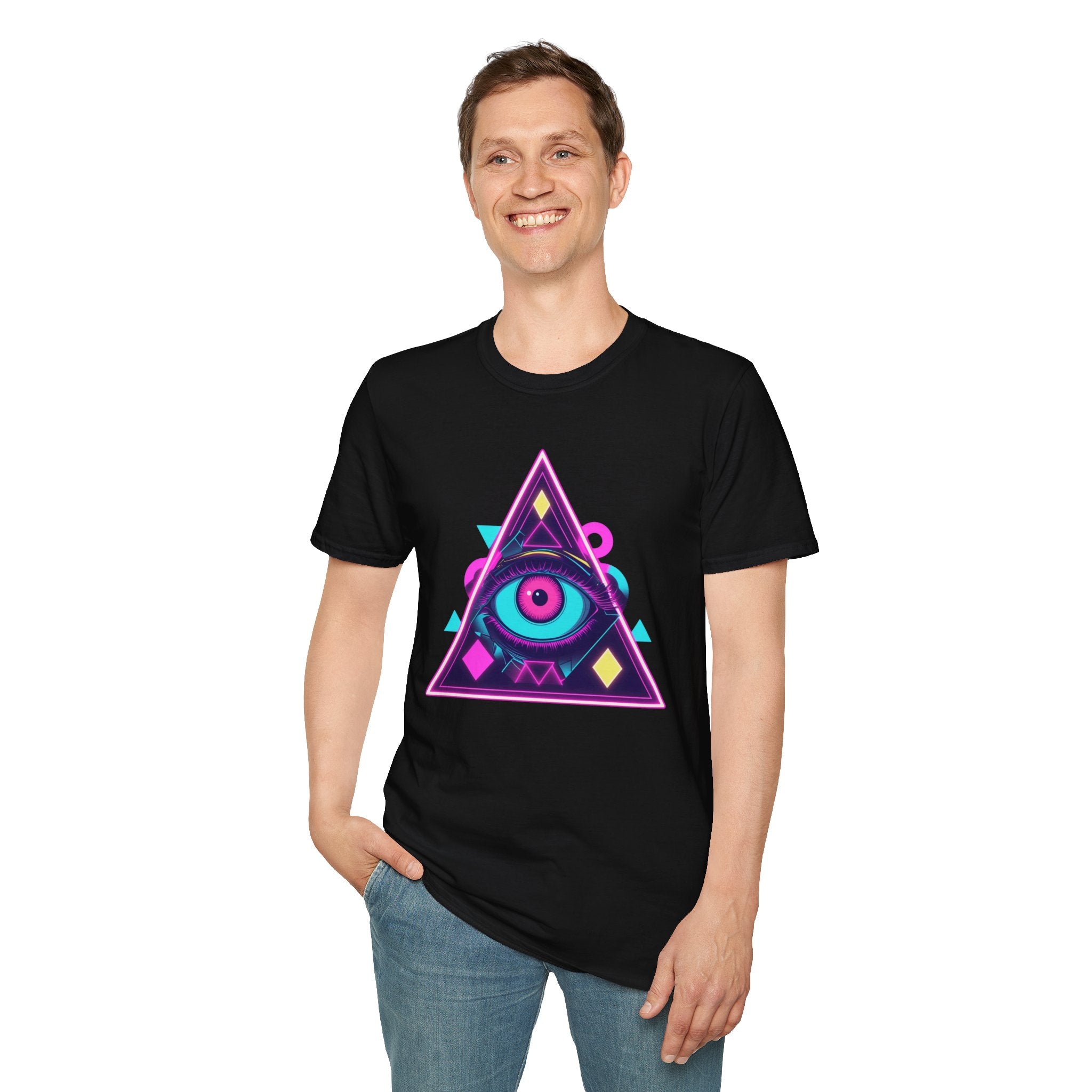 Mystical Eye Graphic T-Shirt | Unisex Softstyle Tee for Festival Wear, Casual Style, Gift, Streetwear, Unique Design