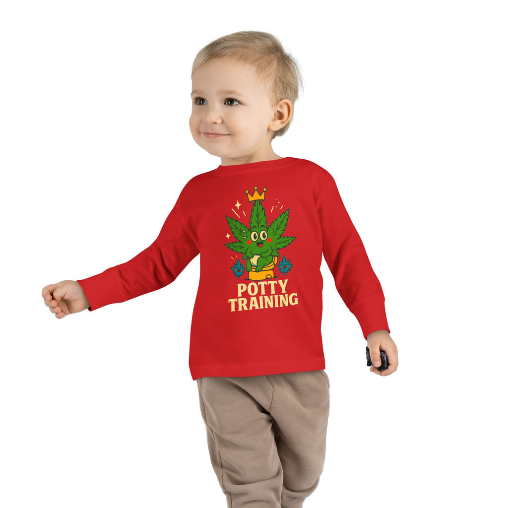 Potty Training Toddler Long Sleeve Tee, Cute Kids Shirt