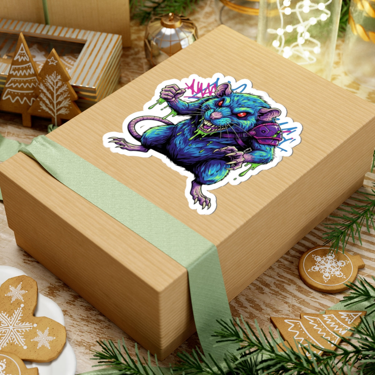 Gritty Graffiti Rat Kiss-Cut Stickers | Edgy Decor, Laptop Stickers, Urban Art, Fun Gifts, Unique Collectibles