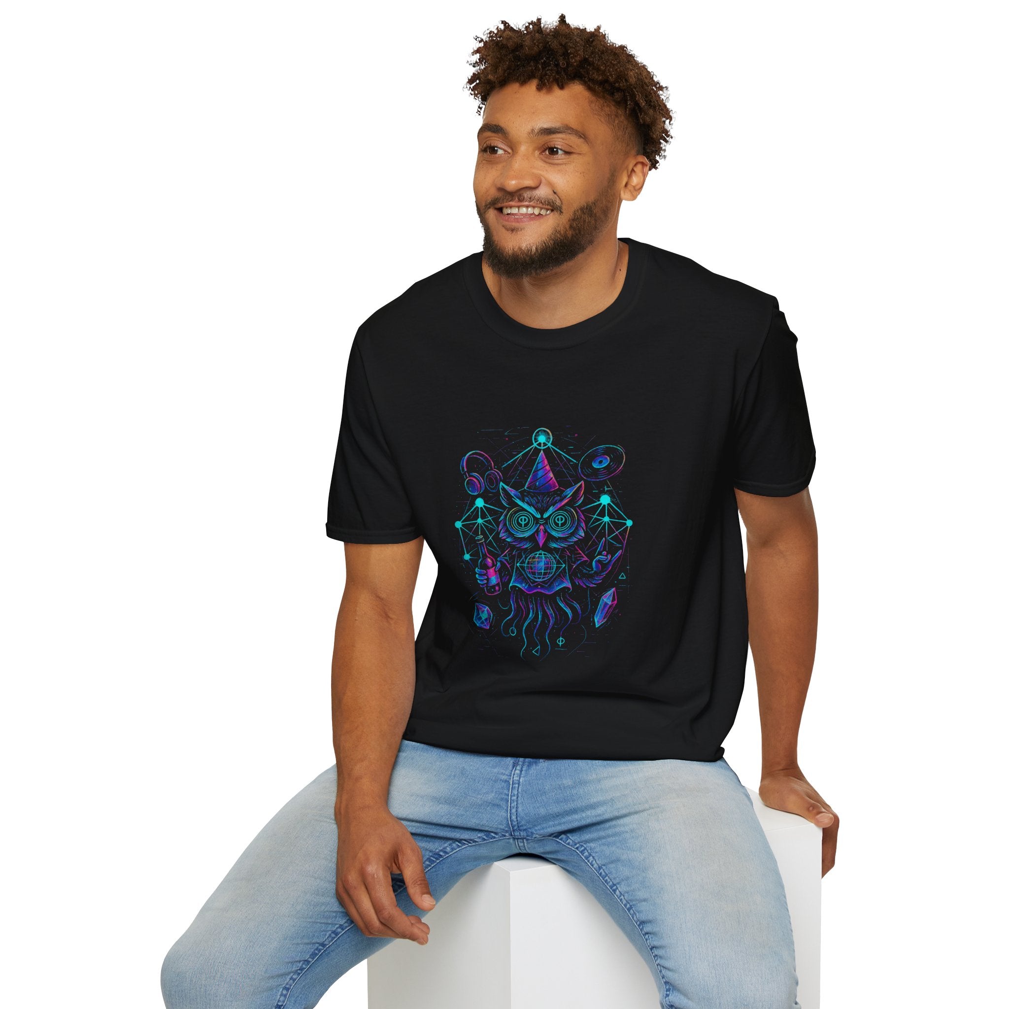 Mystic Owl Graphic T-Shirt, Hipster Tee, Unisex Casual Wear, Ideal Gift for Nature Lovers, Festival Apparel, Unique Birthday Present