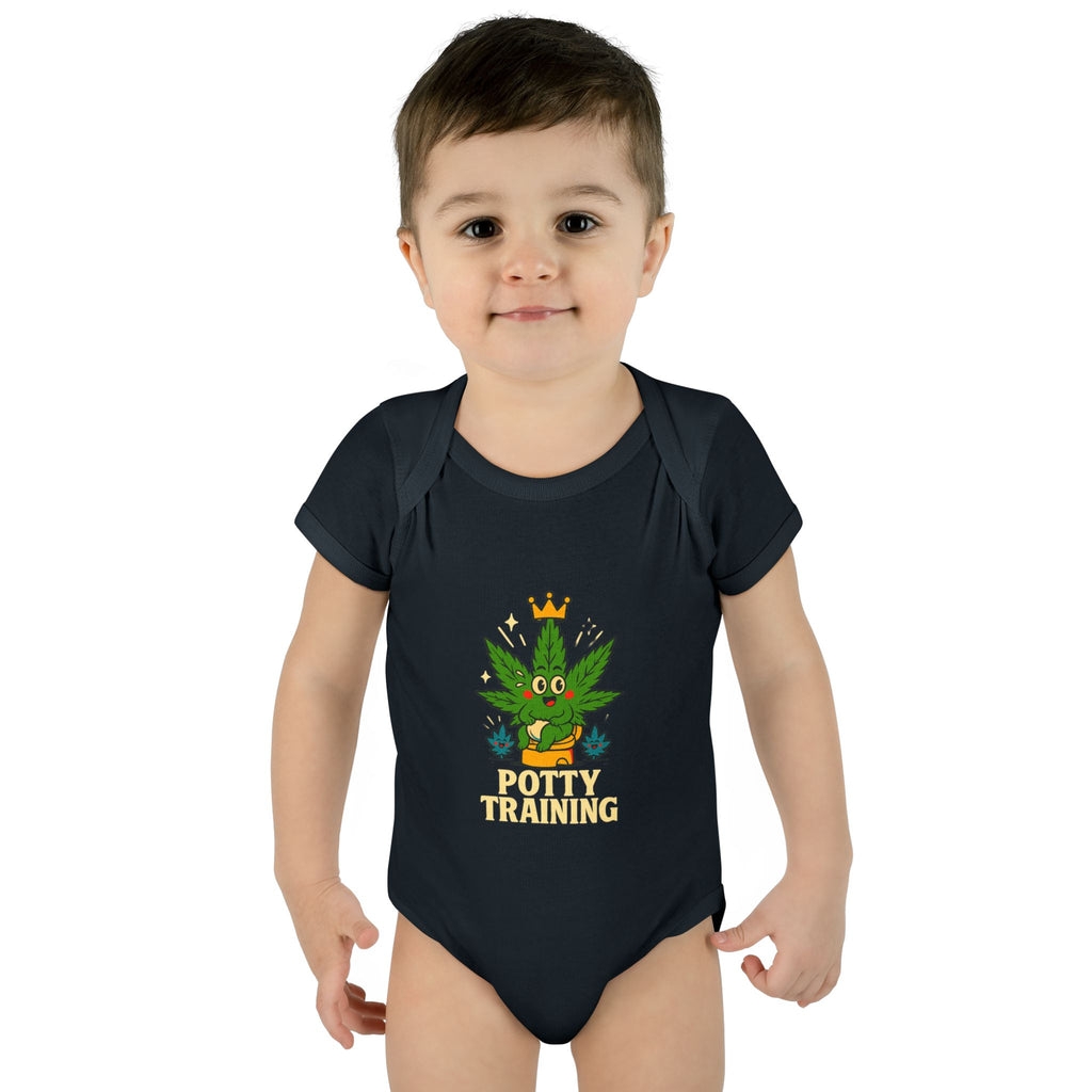 Potty Training Baby Bodysuit - Cute Cannabis Theme for New Parents