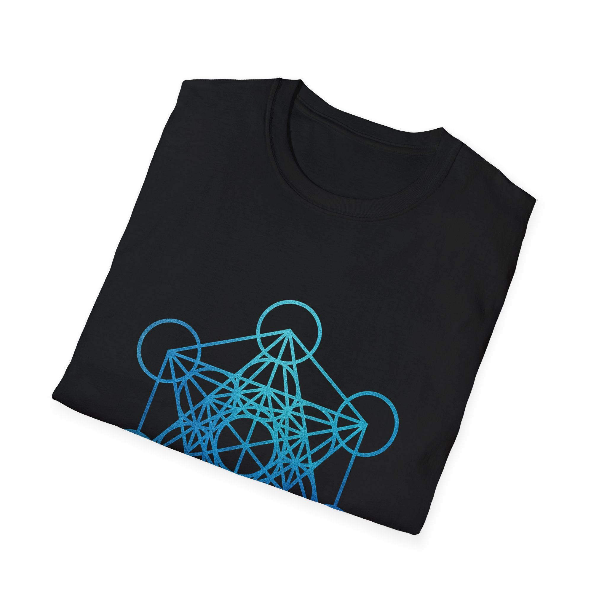 Geometric Spiritual T-Shirt, Metatron's Cube Design, Unisex Softstyle Tee, Gift for Yoga Lovers, Meditation Attire, Spiritual Shirt