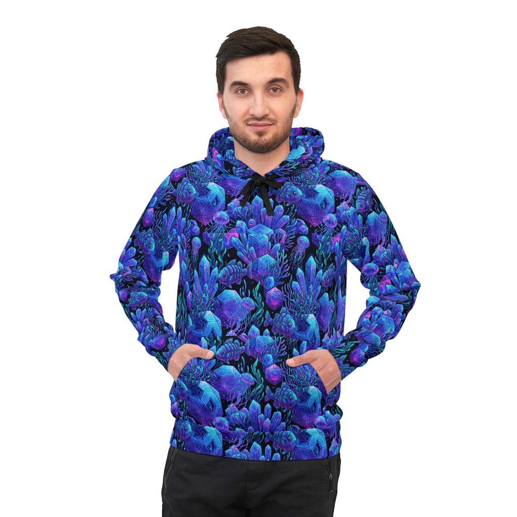 Blue Coral All-Over Print Hoodie — Vibrant Botanical Athletic Hoodie