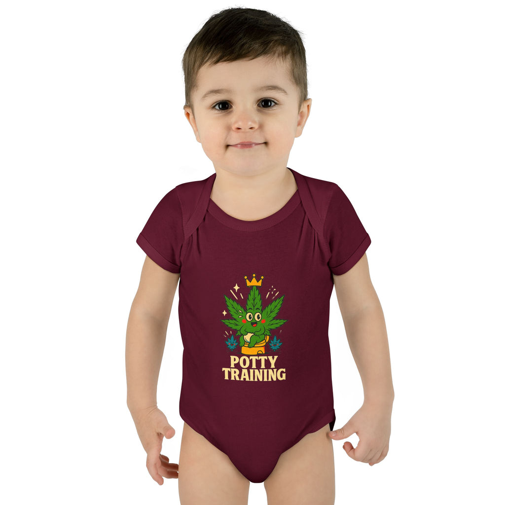 Potty Training Baby Bodysuit - Cute Cannabis Theme for New Parents