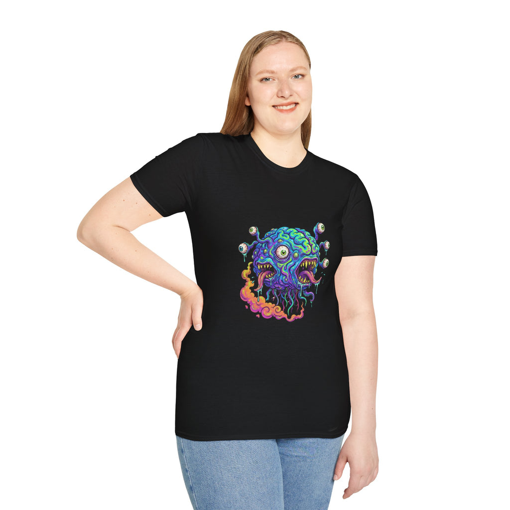 Psychedelic Monster T-Shirt — Colorful Eyeball Brain Graphic Tee