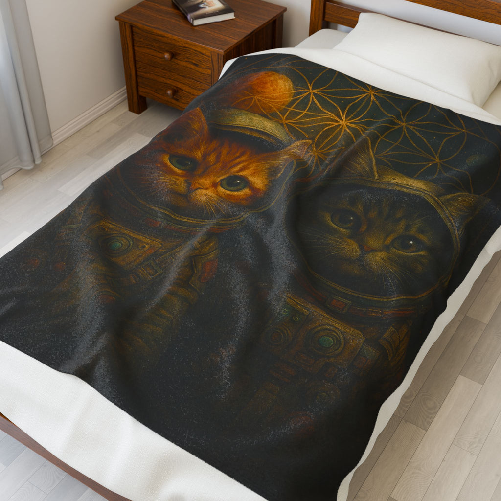 Cosmic Cat Plush Blanket