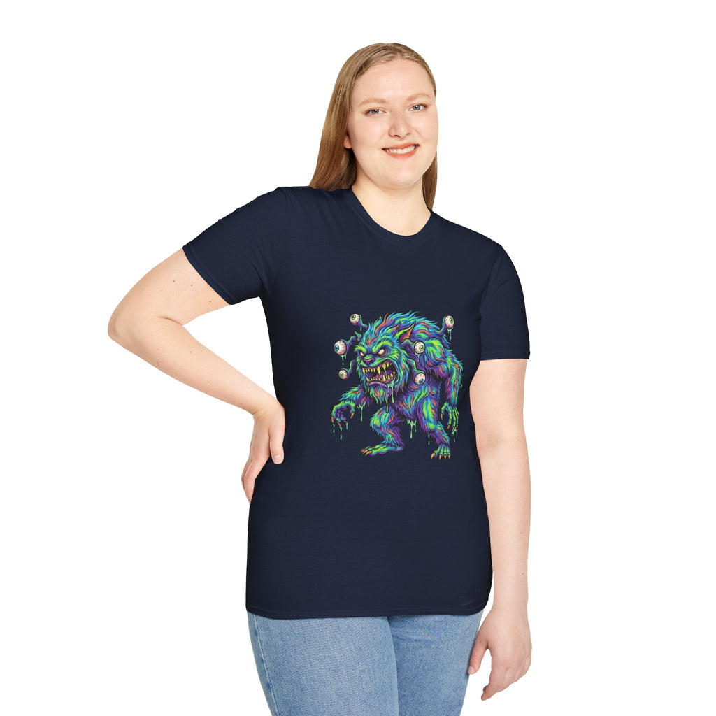 Monster Graphic T-Shirt — Neon Cyclops Beast Horror Tee