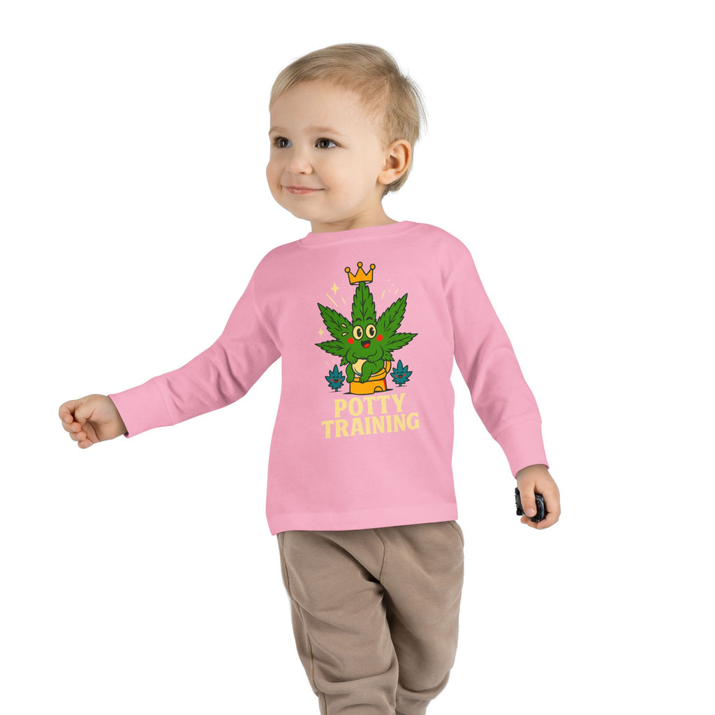 Potty Training Toddler Long Sleeve Tee, Cute Kids Shirt