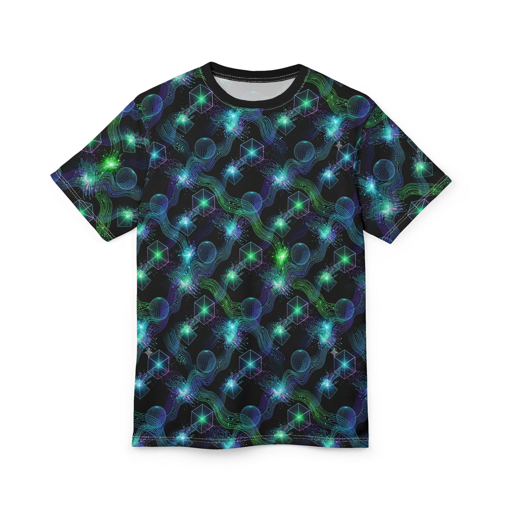 Galaxy Chain Pattern Tee — Neon Space All-Over Print T-Shirt