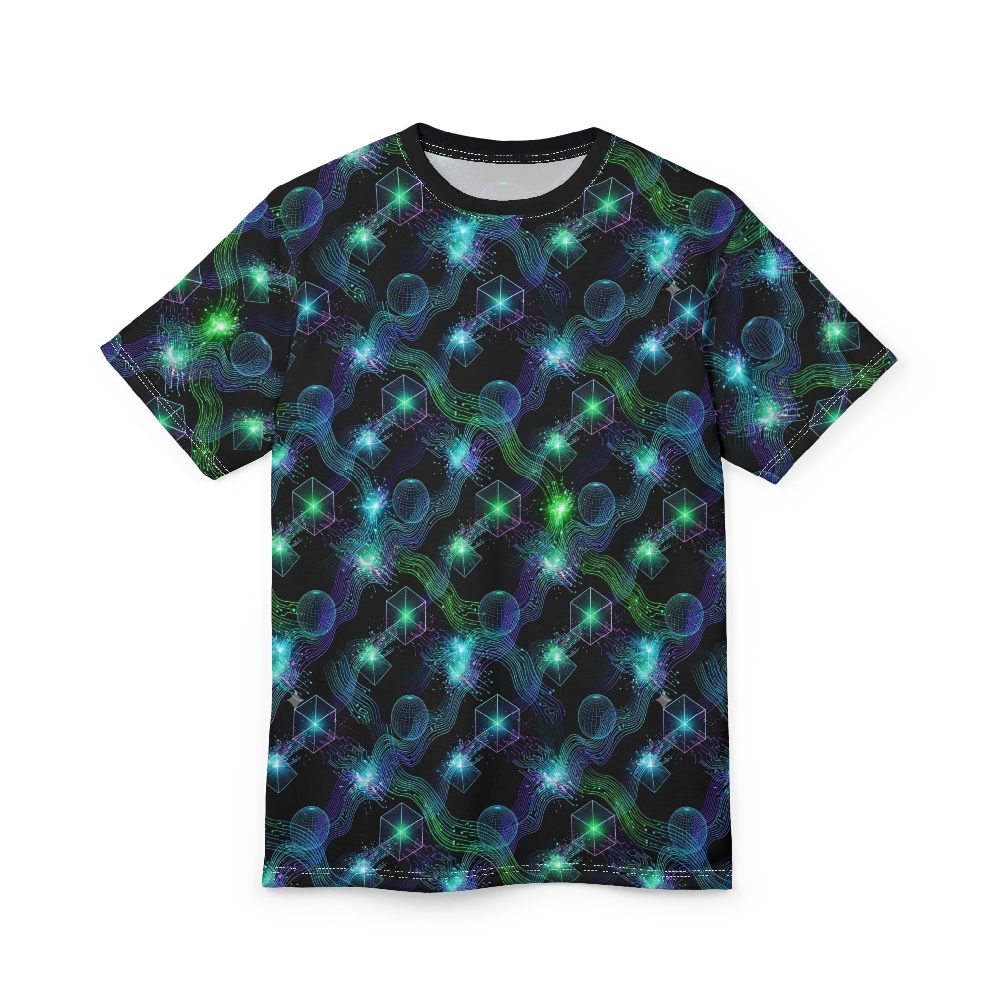 Galaxy Chain Pattern Tee — Neon Space All-Over Print T-Shirt